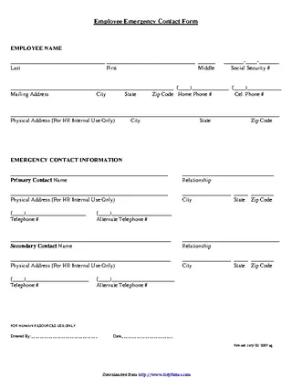 Forms Employee Emergency Contact Form