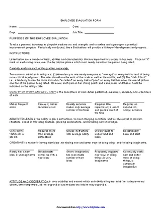 Forms Employee Evaluation Form 1