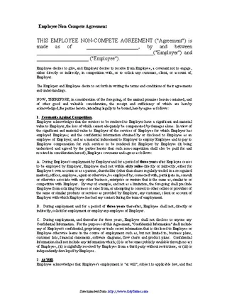 Employee Non Compete Agreement 1
