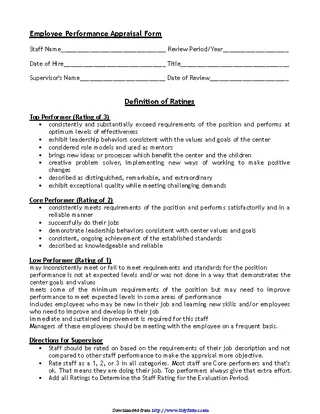 Forms Employee Performance Appraisal Form