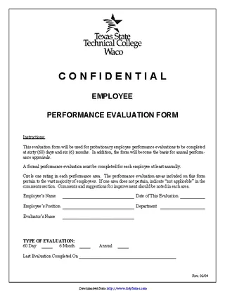 Forms Employee Performance Evaluation Form