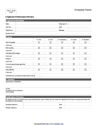 Forms Employee Review Form 1