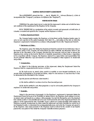Forms Employment Agreement Template 3