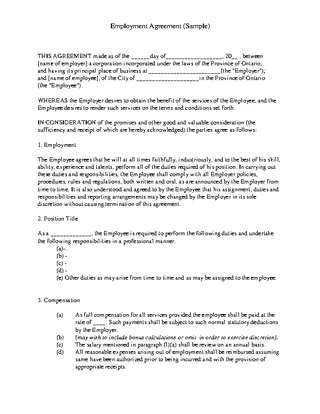 Employment Agreement Template 1