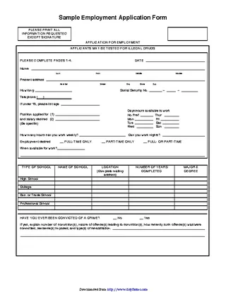 Employment Application Form 3