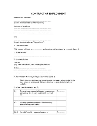 Forms Employment Contract Template