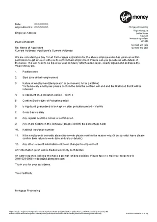Employment Reference Letter For Mortgage