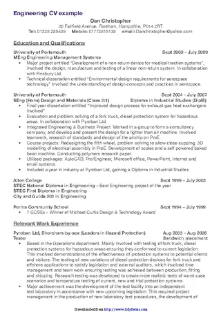 Engineering Cv Example