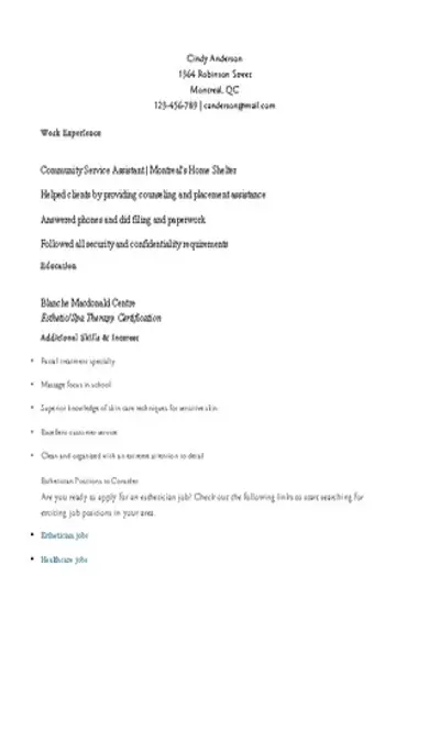 Entry Level Esthetician Resume - Entry Level Esthetician Resume.webp