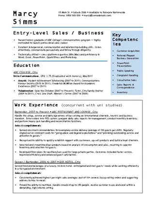 Entry Level Sales Cv Template