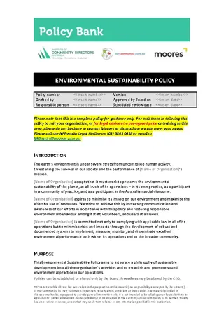 Environmental Sustainability Policy Template