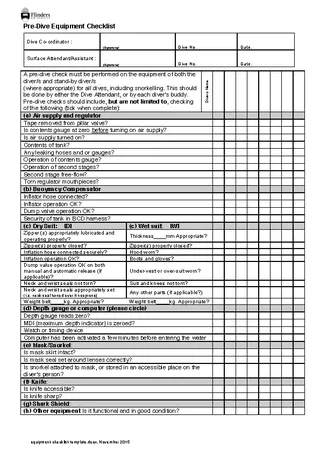 Forms Equipment Checklist Template