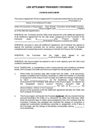 Forms Escrow Agreement 2