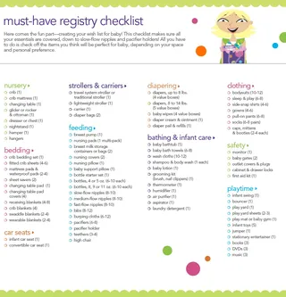 Forms Essential Baby Registry Checklist Example