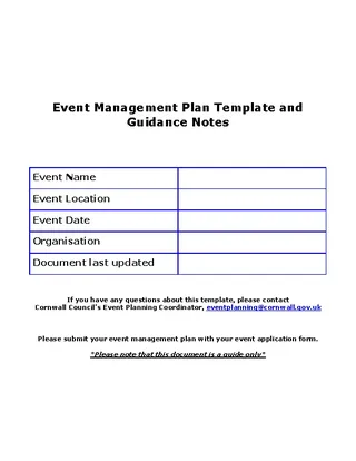 Forms Event Managemnet Plan Template