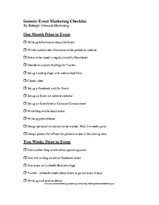 Forms Event Marketing Checklist Template
