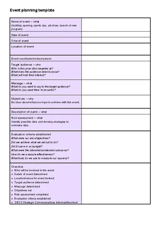 Forms Event Planning Agenda Template