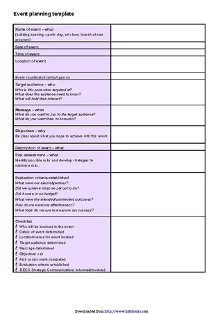 Forms Event Planning Template