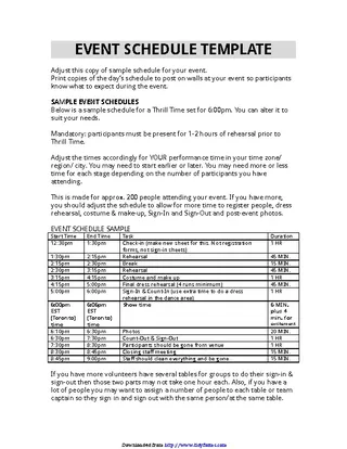 Forms Event Schedule Template