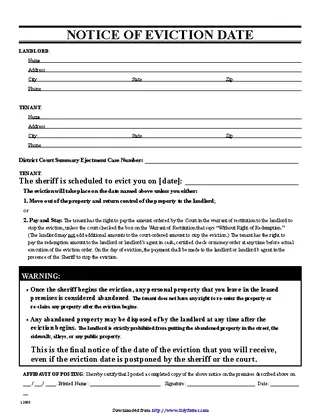 Forms Eviction Notice Template Free