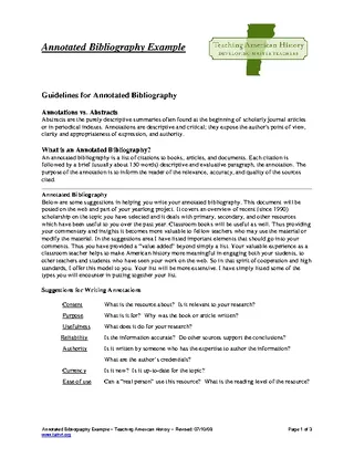 Example Blank Teaching Annotated Bibliography Template