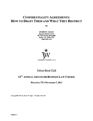 Example Business Understanding Confidentiality Agreement