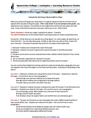 Example For Outlining A Research Term Paper