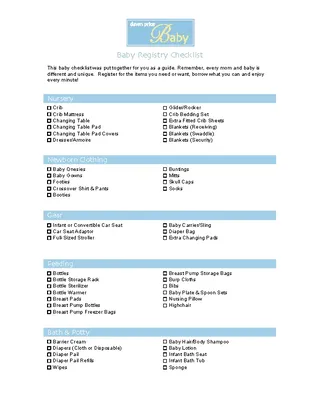 Example Free Baby Gift Registry Checklist