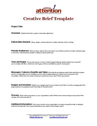 Forms Example Non Profit Marketing Creative Brief Template