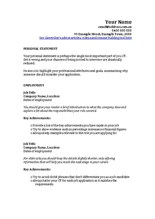 Forms Example Of Experience Focused Cv