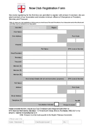 Example Of New Club Registration Form Free Download