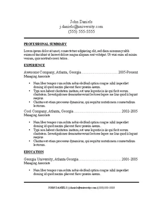 Example Of Park Resume