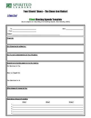 Example Product Client Meeting Agenda Template