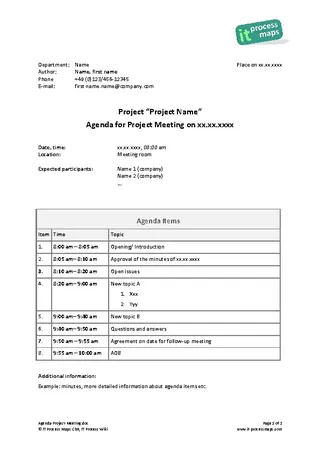 Example Project Management Meeting Agenda