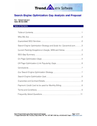 Forms Example Search Engine Optimization Content Gap Analysis Template