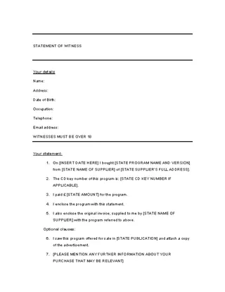 Forms Example Witness Statement Template Free Download