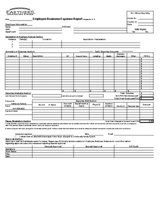 Forms Excel Business Expense Report Form Template