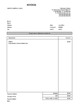 Forms Excel Invoice Free Download Template