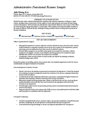Executive Administrative Functional Resume