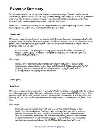 Forms Executive Summary Template 1