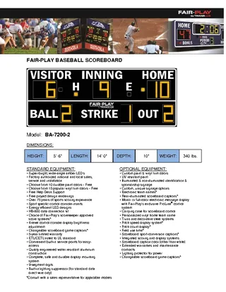 Forms Fair Play Baseball Scoreboard