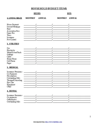 Forms Family Budget Template 1