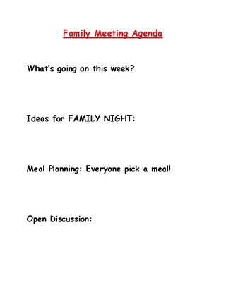 Family Meeting Agenda Sample