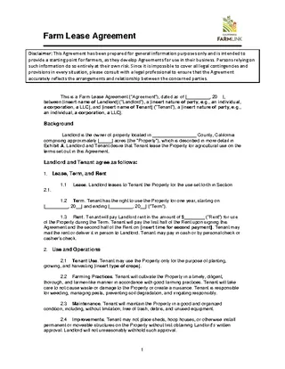 Farm Lease Agreement