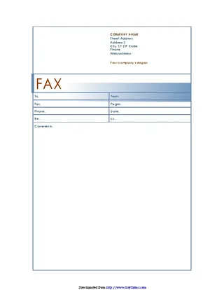 Fax Cover Sheet Blue Design