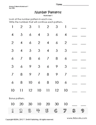 Fill Missing Numbers Worksheet Template