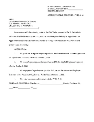 Florida Application For Appointment Of Guardian