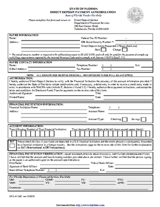 Forms Florida Direct Deposit Form 1