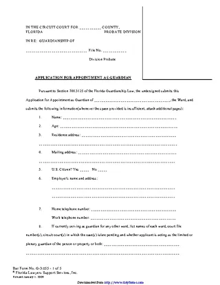 Florida Guardianship Form