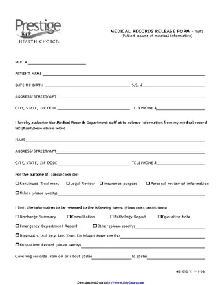 Forms Florida Medical Records Release Form 2